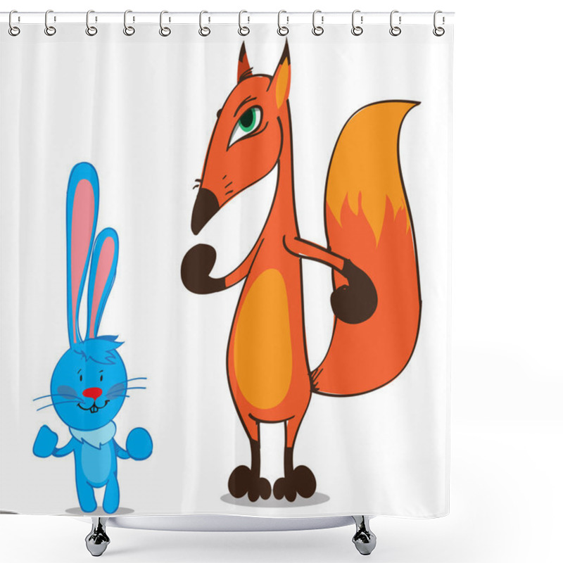 Personality  The Fox And The Hare Cartoon Characters. Shower Curtains