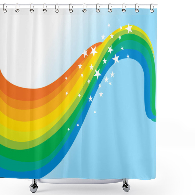 Personality  Background With Rainbow Waves And Stars Shower Curtains