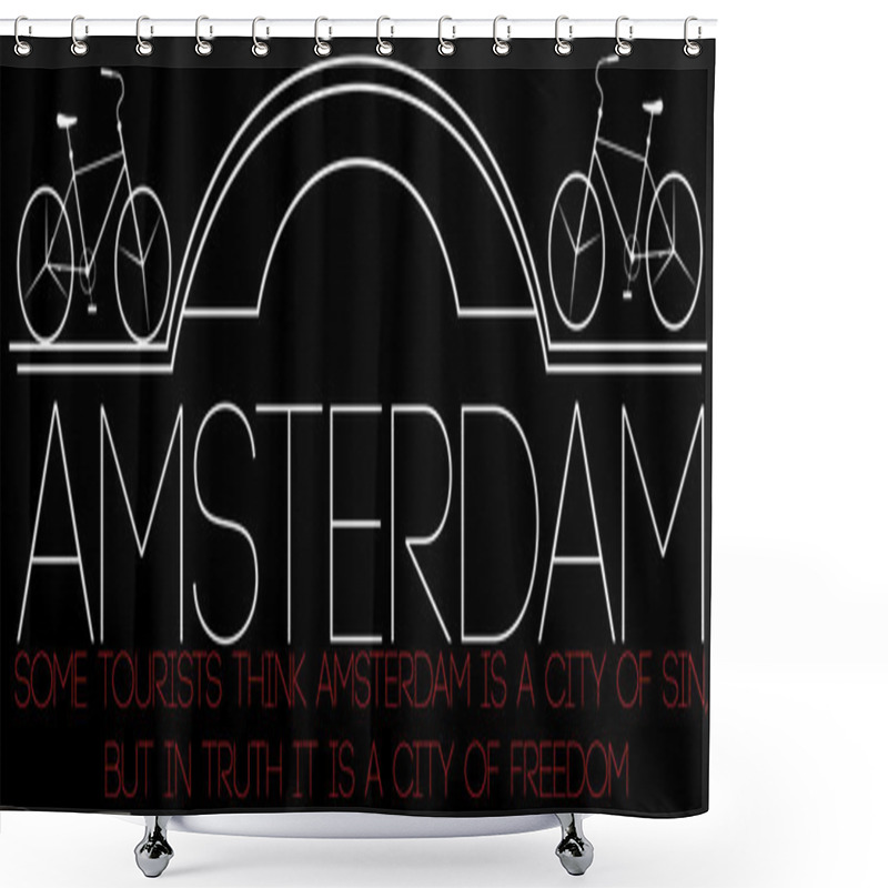 Personality  Amsterdam City, Modern T-shirt Typography Graphics, Vector Illus Shower Curtains