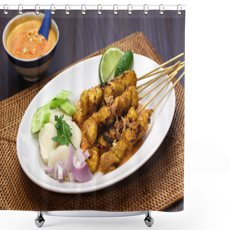 Personality  Chicken Satay With Peanut Sauce, Indonesian Skewer Cuisine Shower Curtains