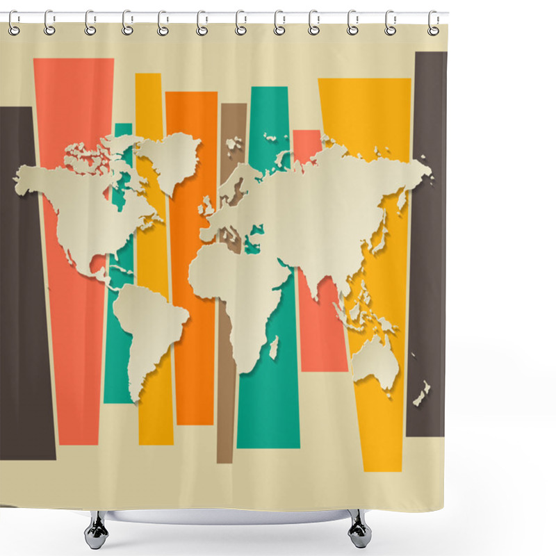 Personality  Vector World Map Paper 3D Retro Background Shower Curtains