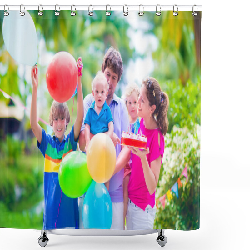 Personality  Family With Kids At Birthday Party Shower Curtains