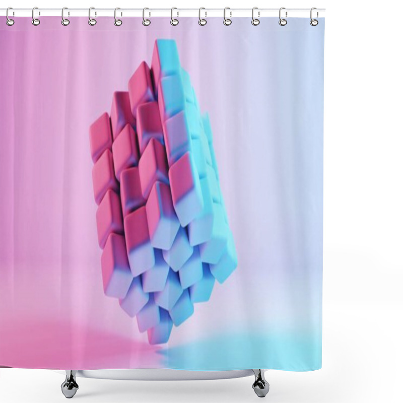 Personality  3D Background Composed Of Soft Cubes, Creating A Visually Appealing And Tactile Environment. Shower Curtains