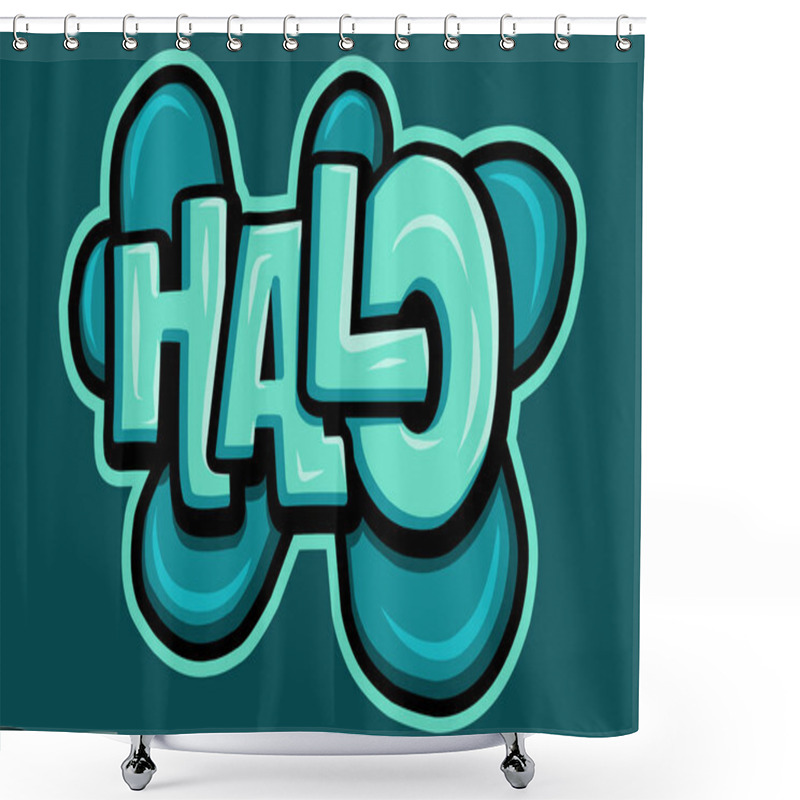 Personality  Halo Graffiti Lettering Typography Art Shower Curtains