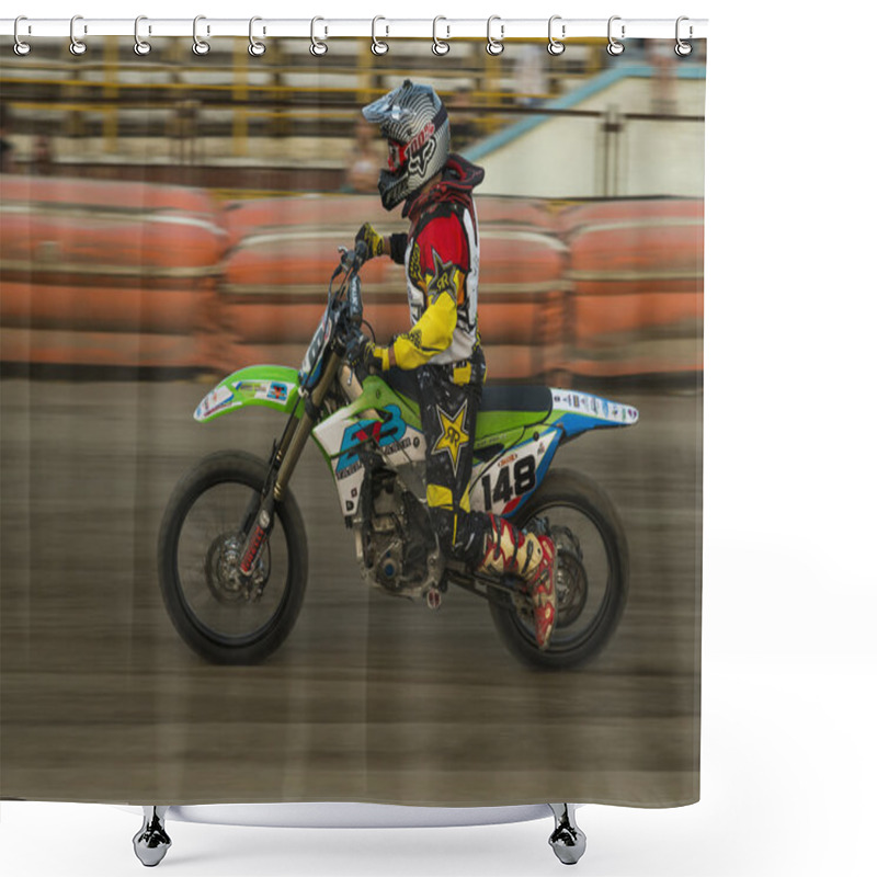 Personality  Unknown Rider Overcomes The Track Shower Curtains