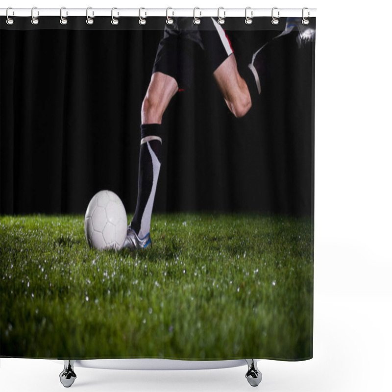 Personality  Soccer In The Dark Shower Curtains