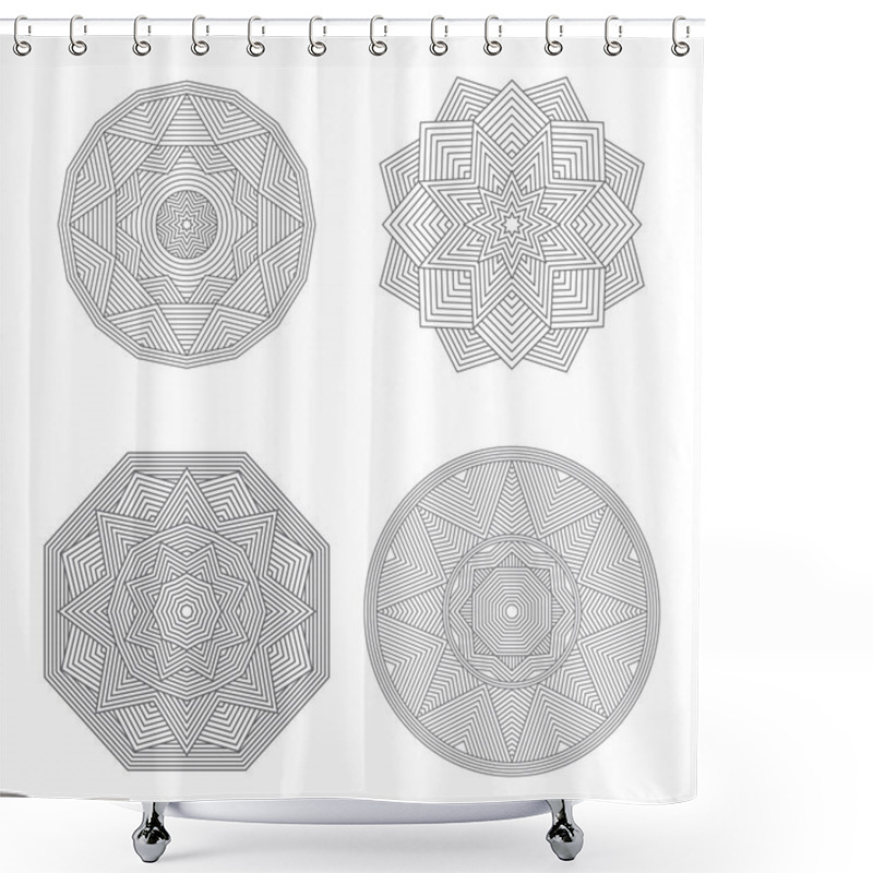 Personality  Lineart Geometric Ornamental Templates Set. Vector Symbols.  Shower Curtains