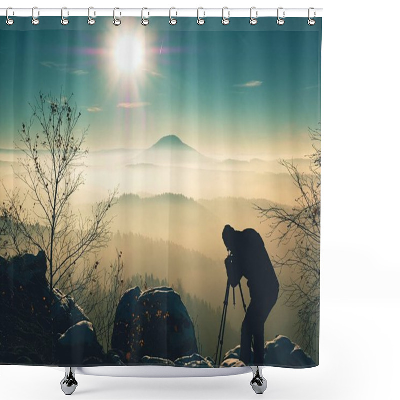 Personality  Photographer Takes Picture Of Freeze Autumnal  Landscape Shower Curtains