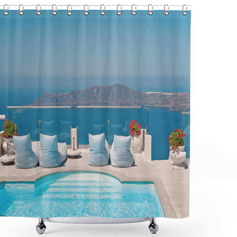 Personality  Balcony With Pool With Caldera Sea View Shower Curtains