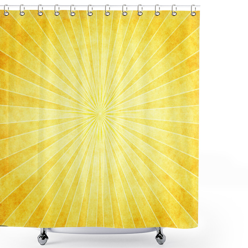 Personality  Yellow Sunburst On Paper Shower Curtains