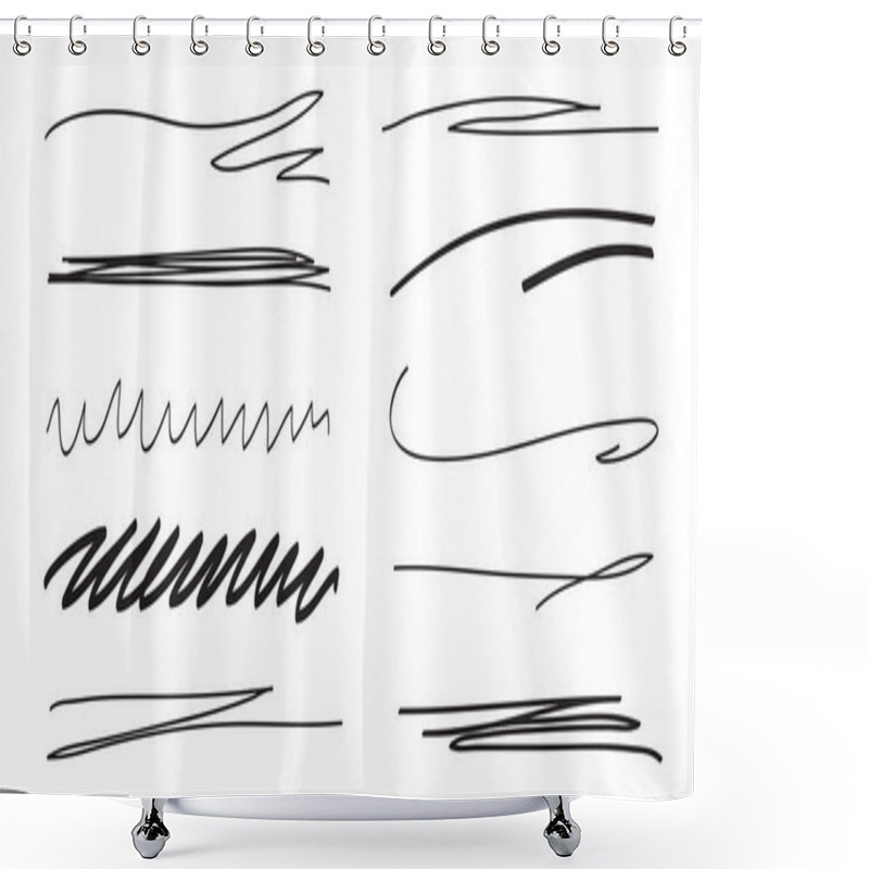 Personality  Backgrounds With Array Of Lines. Stroke Chaotic Backdrops. Hand Drawn Patterns. Black And White Illustration. Elements For Posters And Flyers Shower Curtains