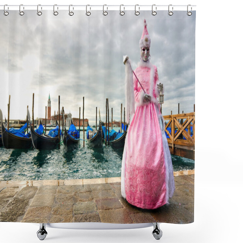 Personality  Mask With Gondola, Venice Carnival. Shower Curtains