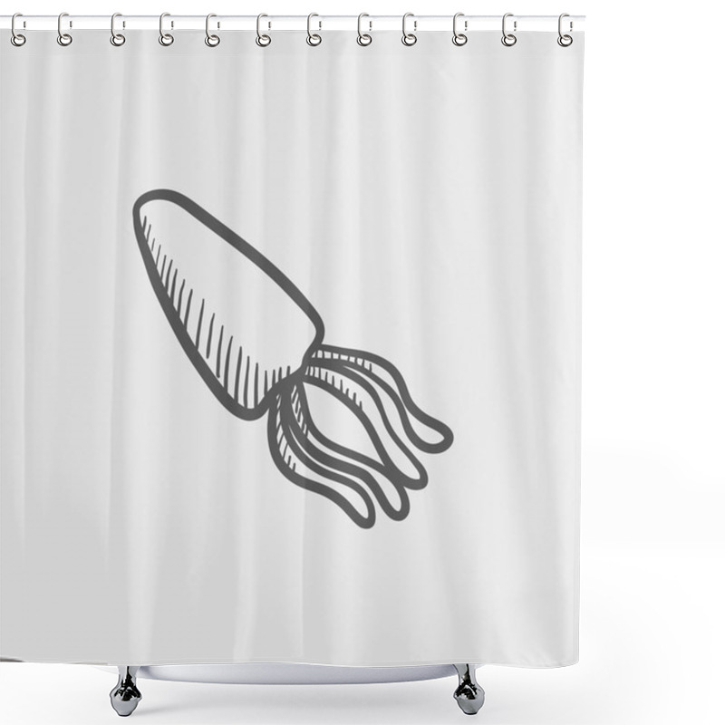 Personality  Squid Seafood Sketch Icon Shower Curtains