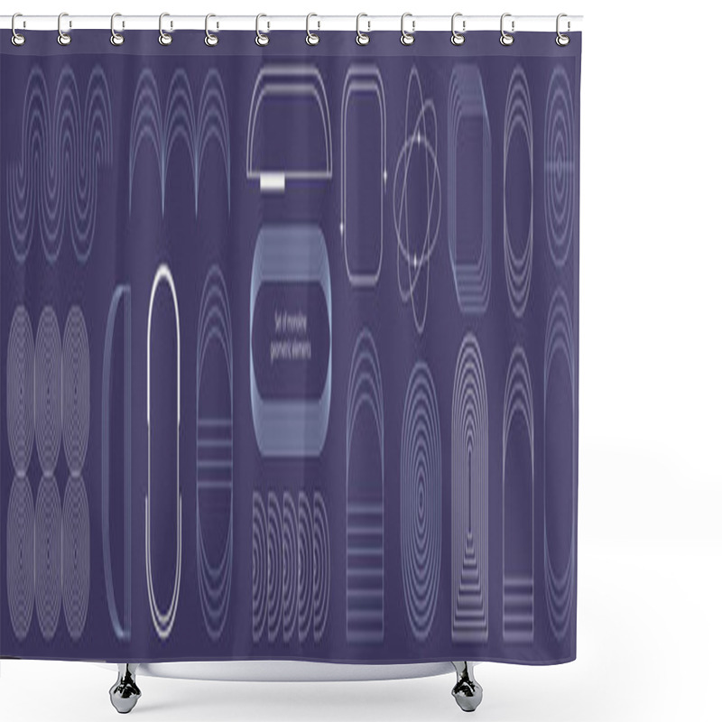 Personality  Set Of Monoline Geometric Elements. Minimalistic Abstract Thin Lines. For Social Media Posts And Stories. Arch, Arc, Round, Ellipse, And Square. Boho Aesthetic. Shower Curtains