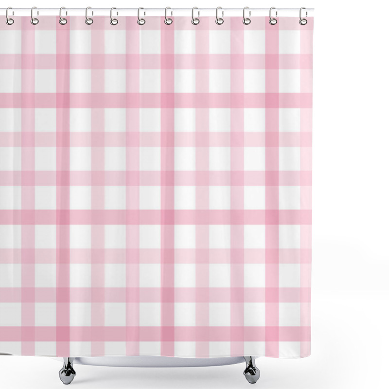 Personality  White Transparent Pink Stripes Seamless Vector Pattern. Pink Squares On White Background.. Geometric Pattern. Gingham Vector Background. Retro Design For Tablecloth, Napkins Or Fabric Shower Curtains