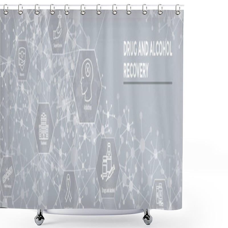 Personality  Drug And Alcohol Dependency Icon Set & Web Header Banner Shower Curtains