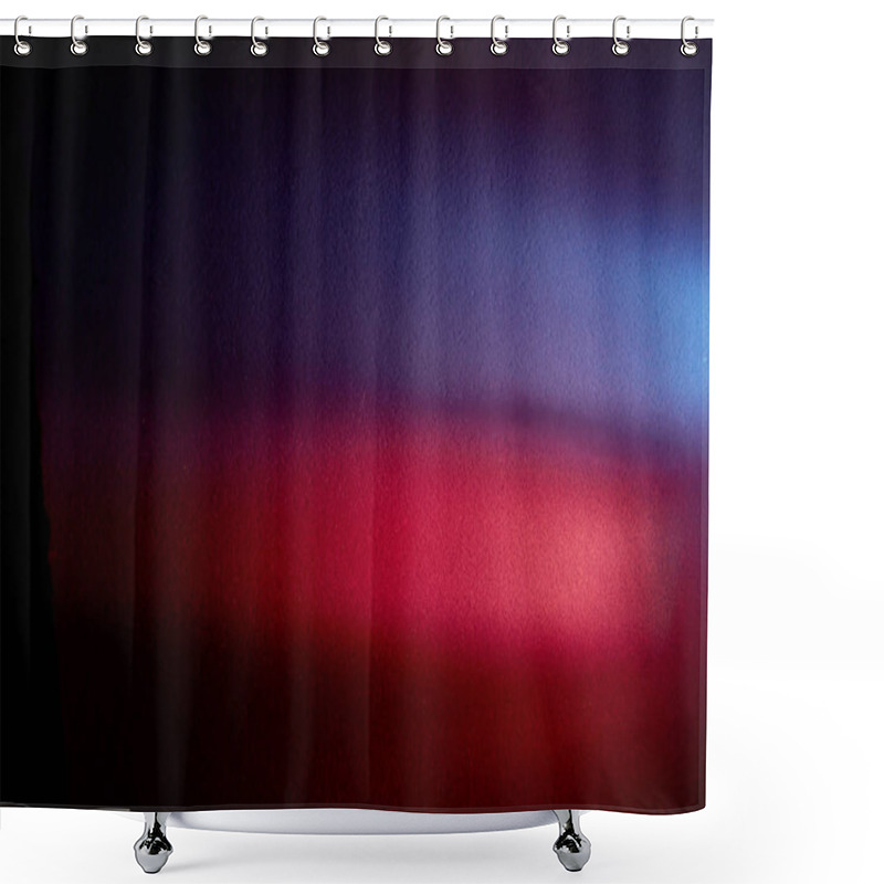 Personality  On A Dark Background, Blurred Rays Of Violet And Bright Red Shower Curtains