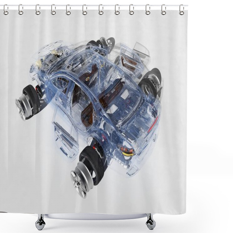 Personality  Model Cars On A White Background.3d Render Shower Curtains