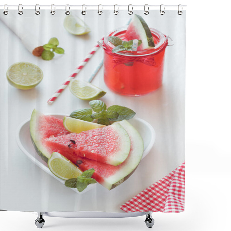 Personality  Watermelon Fruit Drink And  Fresh Watermelon Shower Curtains