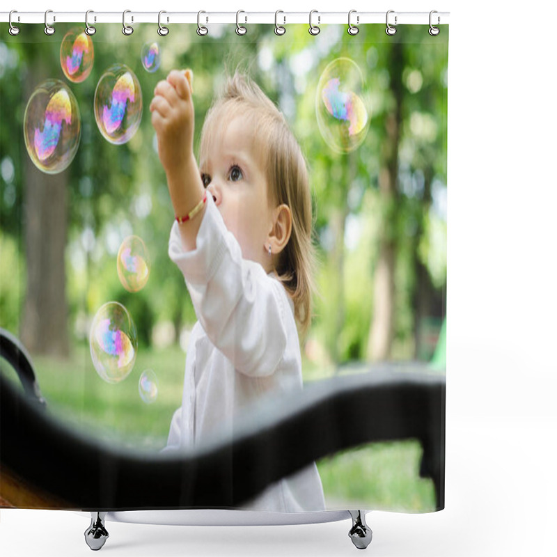 Personality  Baby Playing With Soap Bubbles Shower Curtains