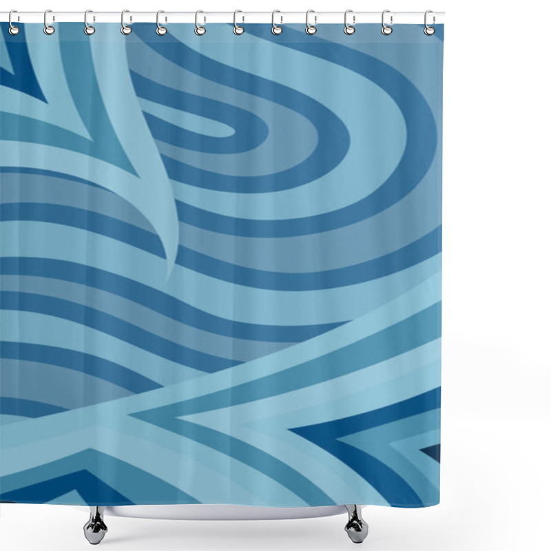 Personality  Abstract Background With Swirl Curly Ornament On Geometric Stripes Texture. Collage Of Stripes Texture With Decorative Curl Curves Shapes Ornament. Shower Curtains