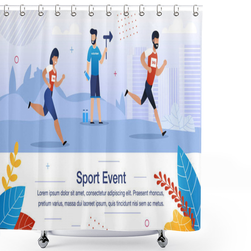 Personality  Volunteering On Sport Event Flat Vector Banner Shower Curtains