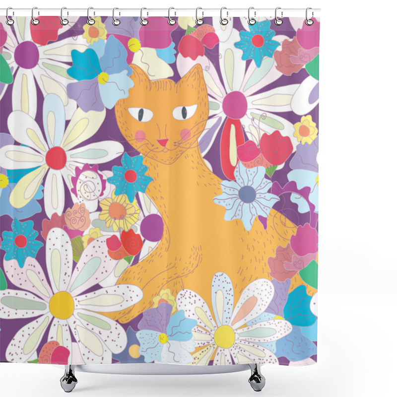 Personality  Seamless Pattern With Cat Shower Curtains