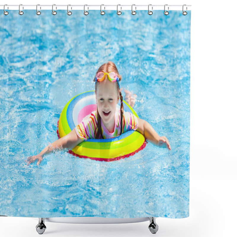 Personality  Child In Swimming Pool. Kids Swim. Water Play. Shower Curtains