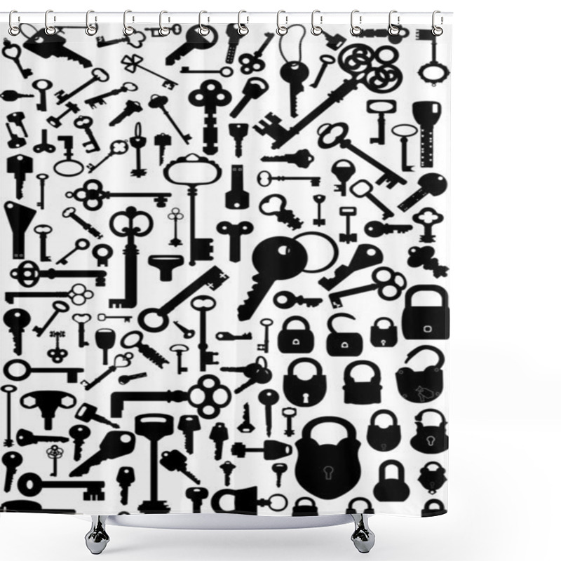 Personality  Keys And Locks Shower Curtains