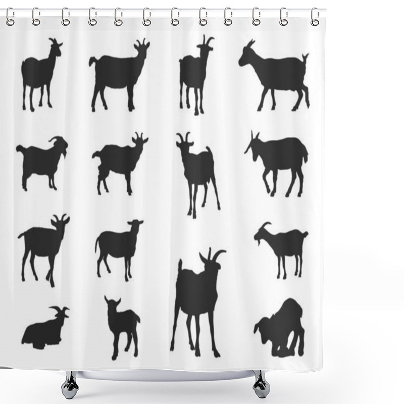 Personality  Goat Silhouettes, Goat Silhouette Set, Goat Vector  Shower Curtains