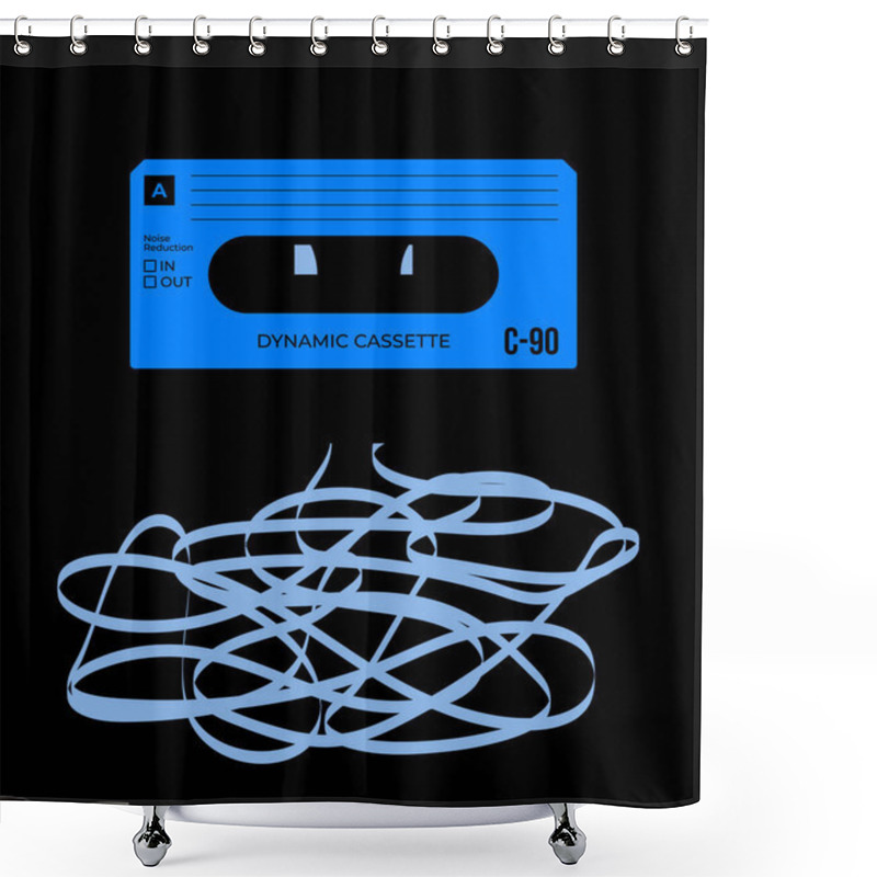 Personality  Vector Old Compact Audio Cassette With Tangled Tape Shower Curtains