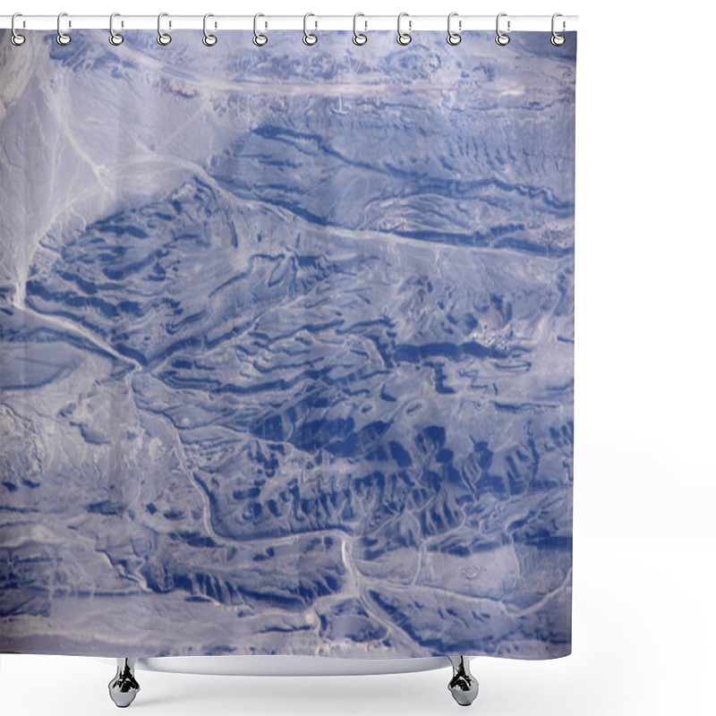 Personality  Beautiful View Onto Lifeless Wild Sandy Lands Of Desert. Drone Shot Shower Curtains