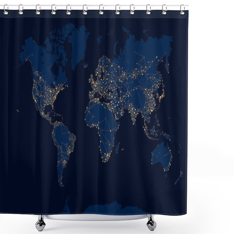 Personality  Abstract Night World Map Shower Curtains