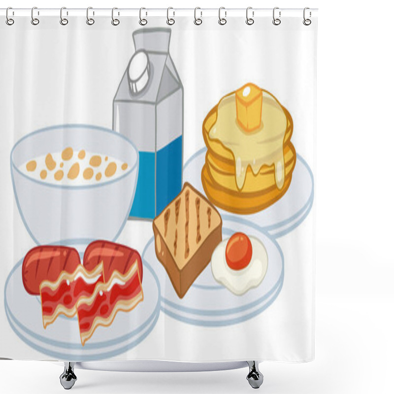 Personality  A Breakfast Set On White Background Illustration Shower Curtains