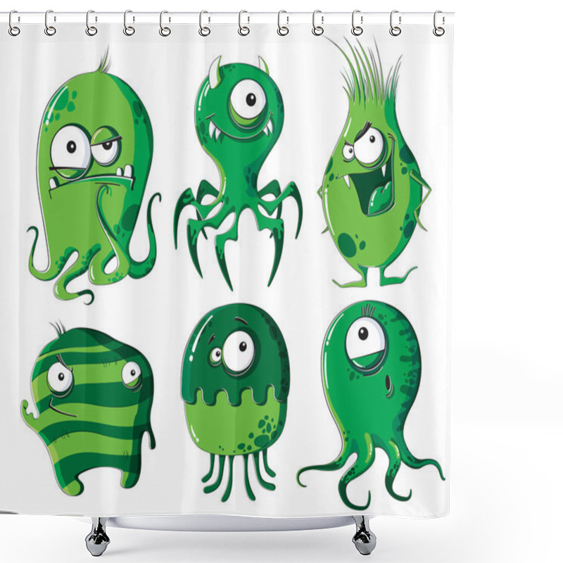 Personality  Cartoon Microbes And Bacteria Shower Curtains