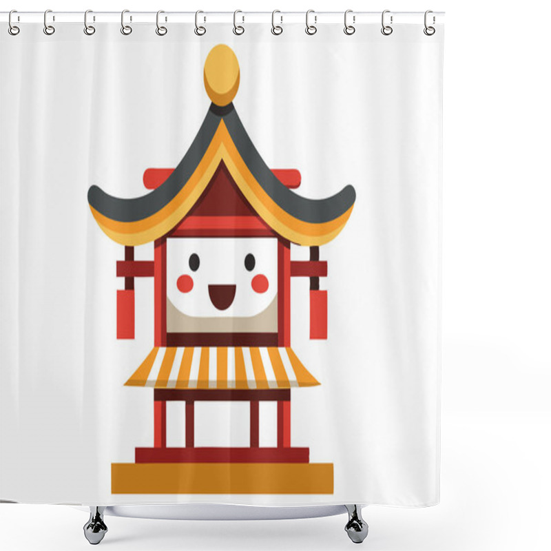 Personality  Chinese Building Vector Art, Traditional China Town Architecture Shower Curtains