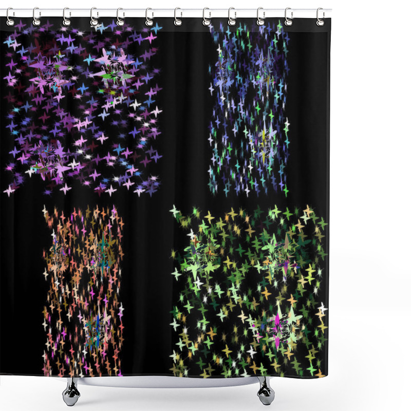 Personality  Vector Set Of Textures For Fabric From The Night Sky With Stars. Shower Curtains