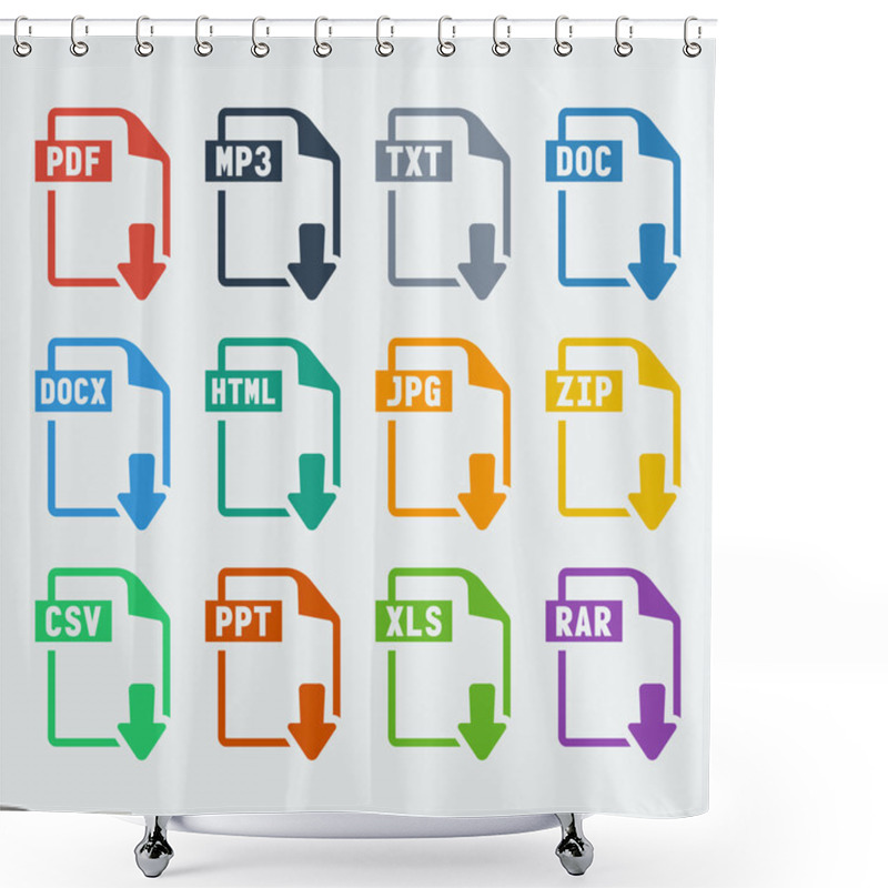 Personality  Vector File Extensions Icons Set Shower Curtains