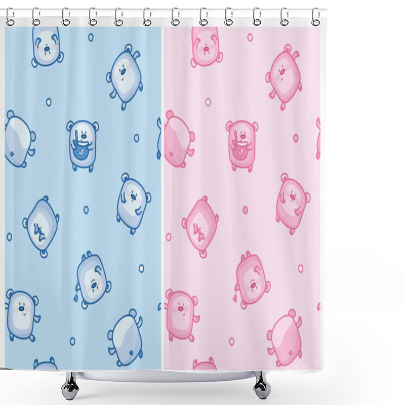 Personality  Cute Bears Seamless Patterns Shower Curtains