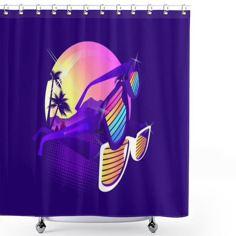 Personality  Retro Wave Synth Shower Curtains