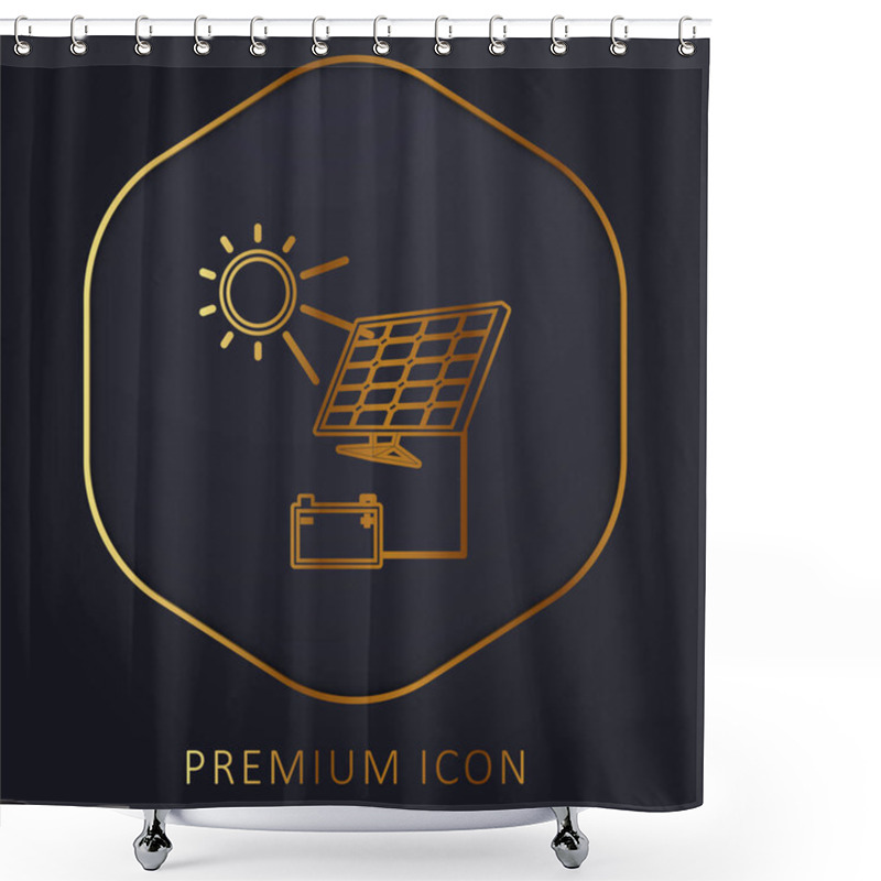 Personality  Battery Charging With Solar Panel Golden Line Premium Logo Or Icon Shower Curtains