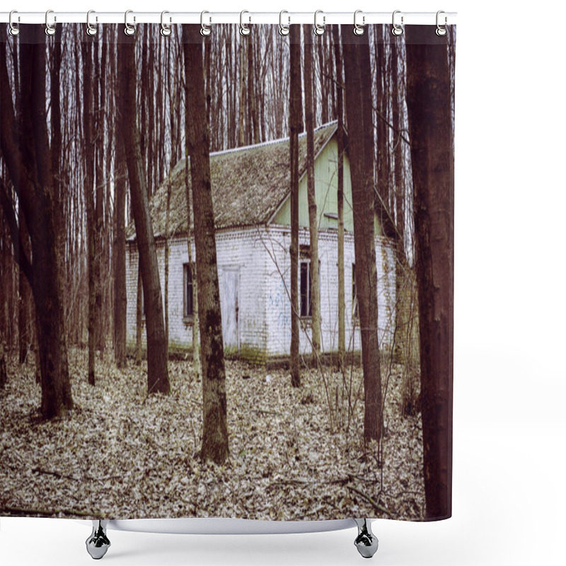 Personality  Old Abandoned House In Dark Woods Shower Curtains