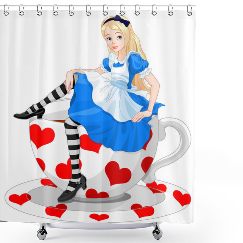 Personality  Alice Sitting On Cup Shower Curtains