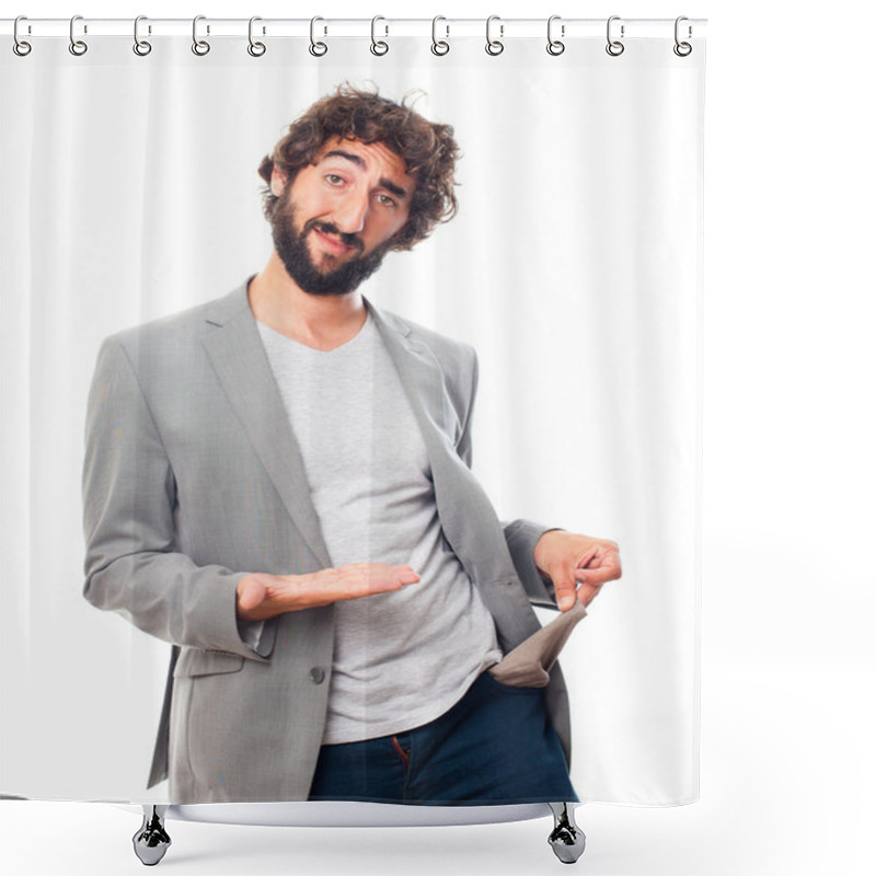 Personality  Young Crazy Man Without Money Gesture Shower Curtains