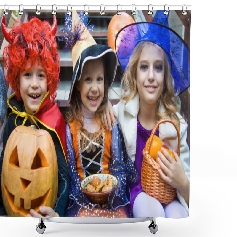 Personality  Children In Halloween Costumes Shower Curtains