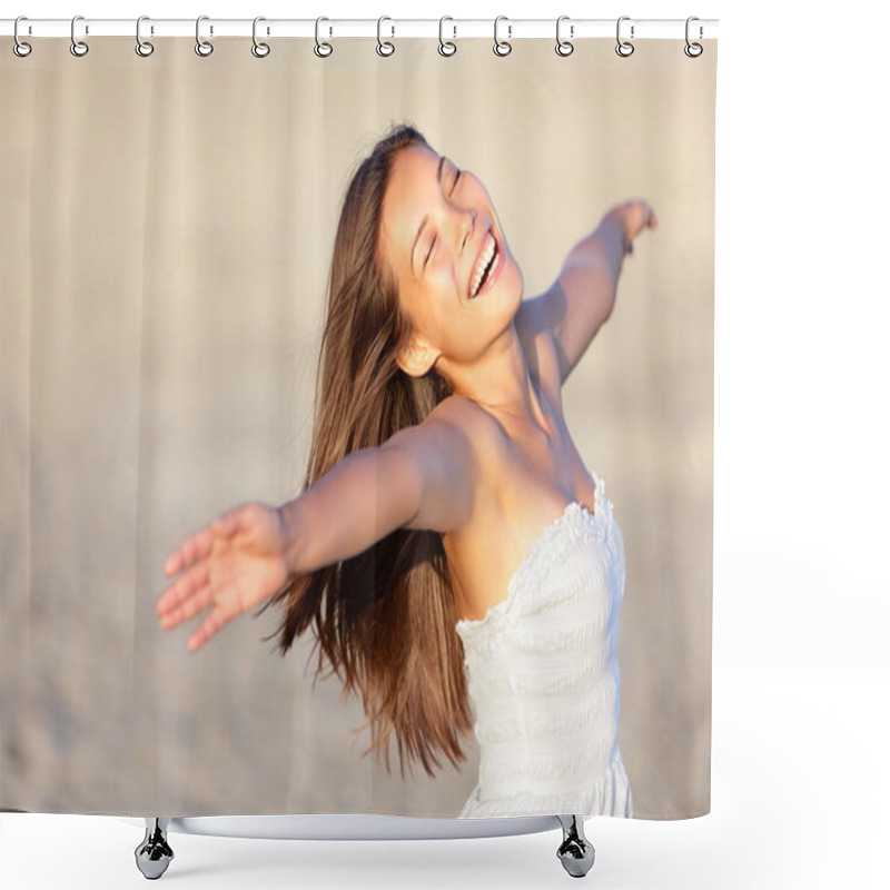 Personality  Happy Vacation Woman Shower Curtains