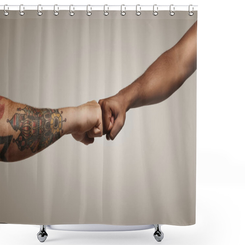 Personality  Men Do A Fist Bump  Shower Curtains