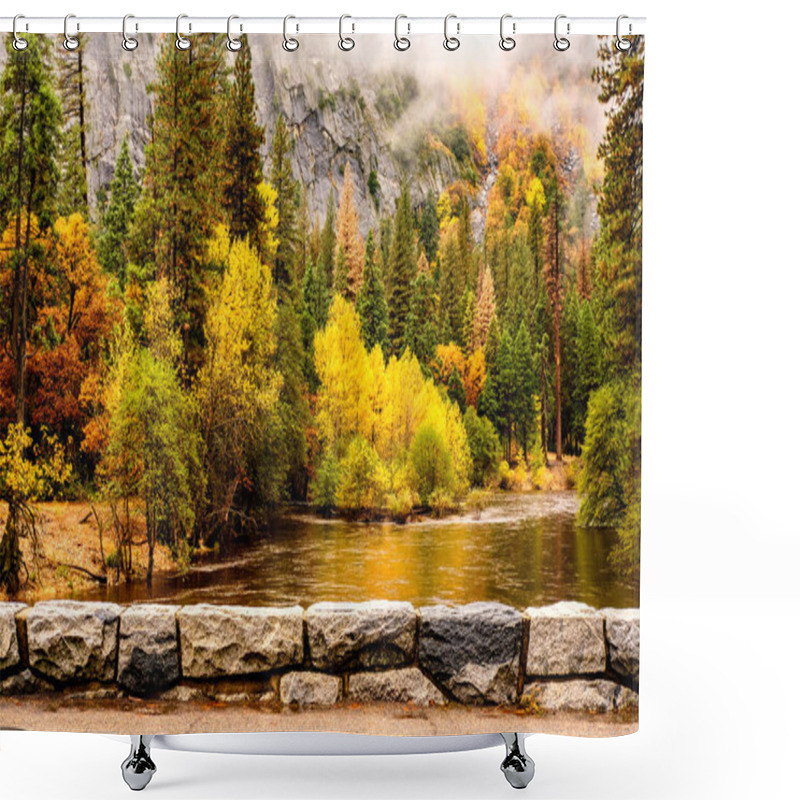 Personality  Yosemite Valley In Autumn Morning Shower Curtains