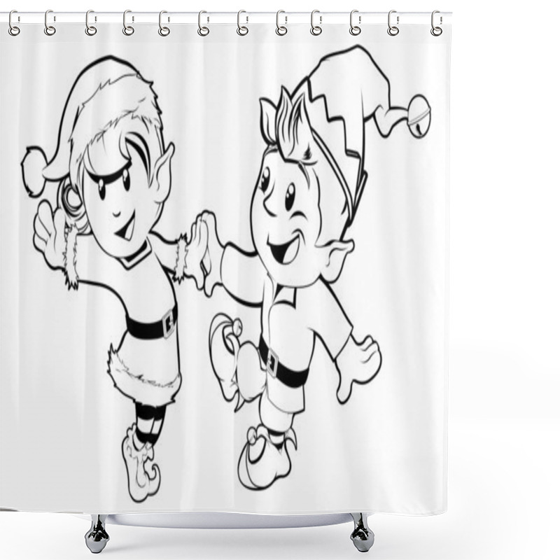 Personality  Elves Christmas Dancing Shower Curtains