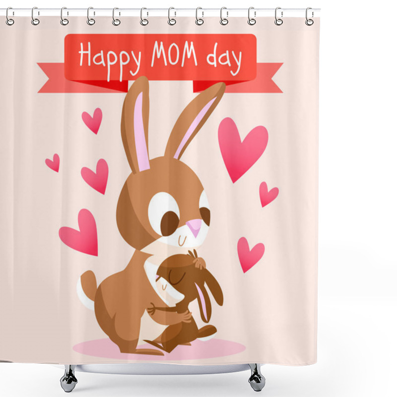 Personality  Happy Mothers Day With Rabbits Shower Curtains